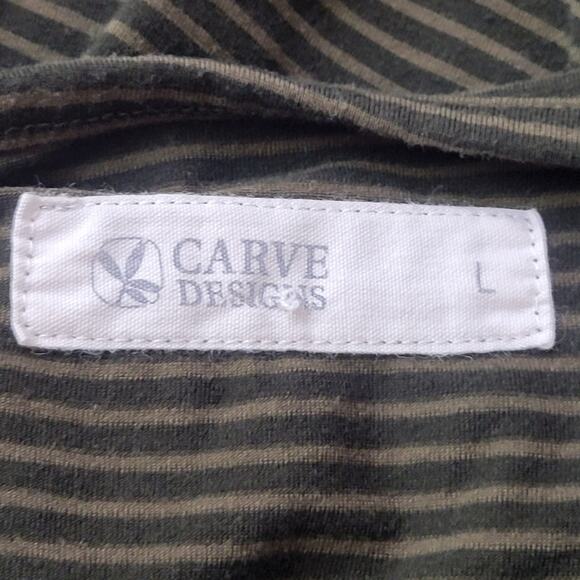 Carve Designs Long Sleeve Shore Dress Black Brown Stripe Size Large - Picture 4 of 7